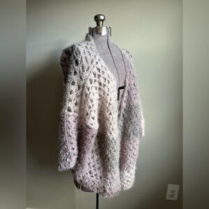 Handmade soft crochet lilac cardigan shawl granny grandma